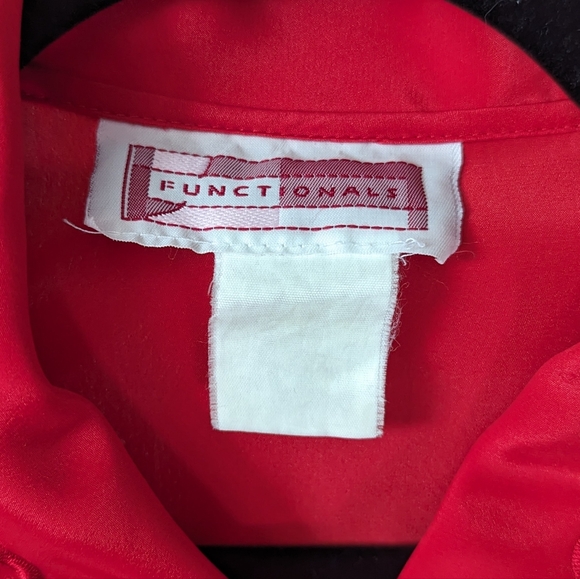 Vintage Functionals red button down blouse w/ floral collar - Picture 4 of 9